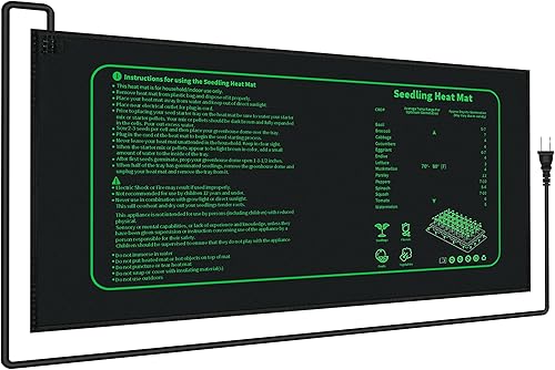 Paquete de 1 alfombrilla térmica de semillero de 21 W para inicio de semillas, almohadilla térmica impermeable de 10 x 20.75 pulgadas para