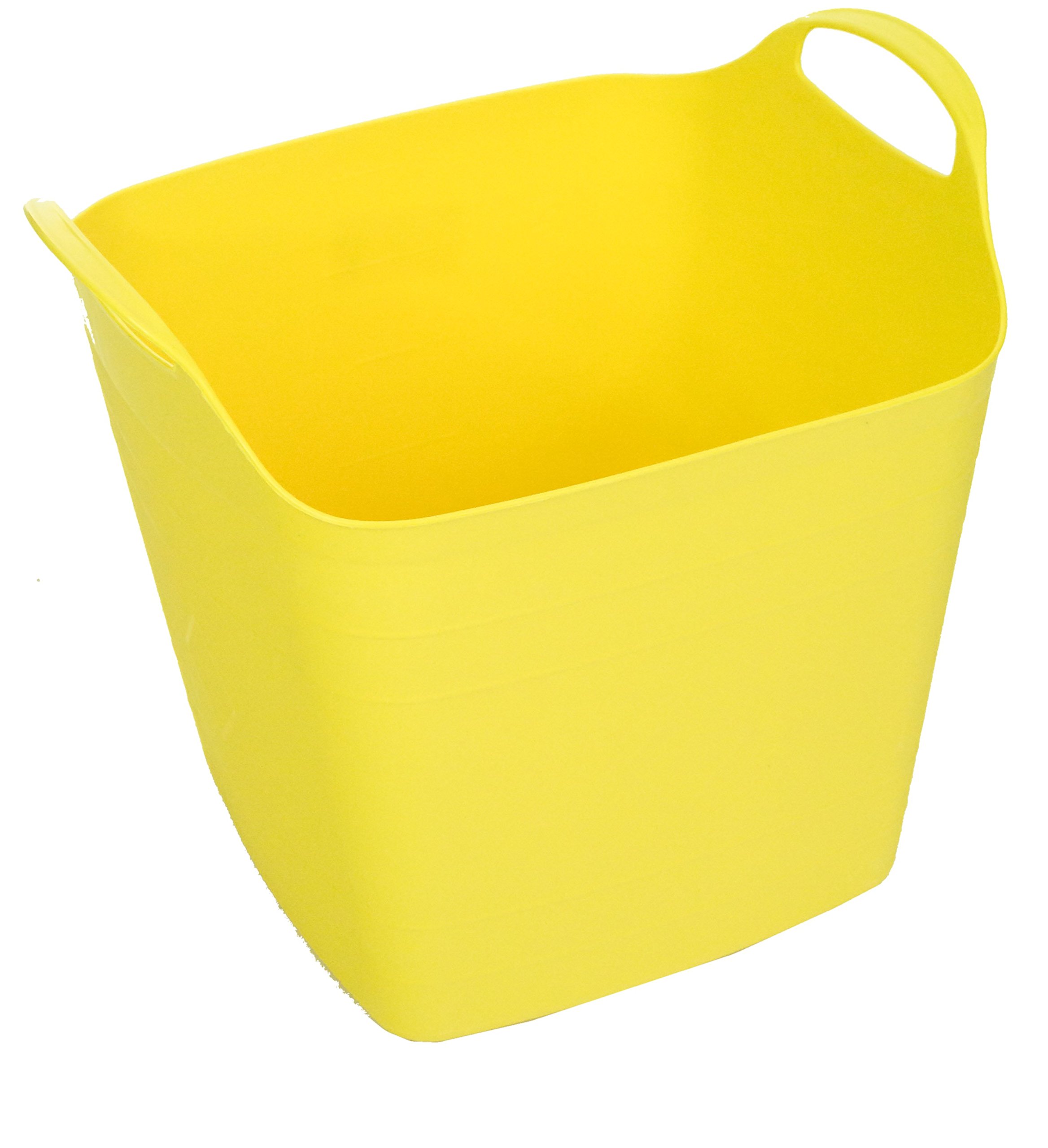 Excellent Houseware 40Lt Square Flexible Flexi Plastic Tub Tubs Bucket for Home Gardening Building Laundry (Yellow)