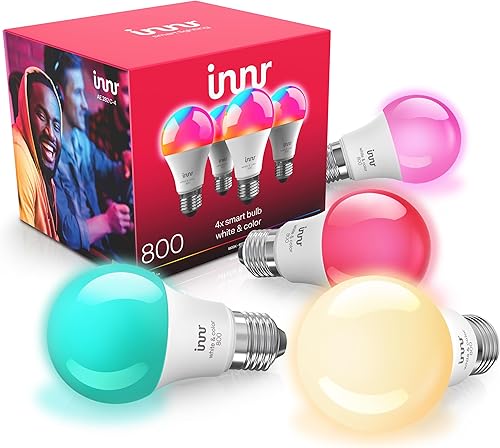 Miniatura 20 de innr Zigbee - Bombilla inteligente A19, funciona con Hue*, Alexa, SmartThings, blanco y color, 40% más de brillo, bombilla LED E26 que cambia