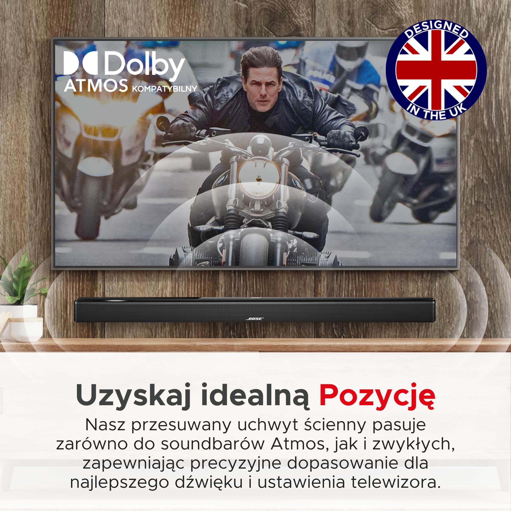 Sound Bass Soundbar Smart 300 500 550 600 700 900 Lifestyle Ultra Uchwyt Ścienny do Bose 300/500/550/600/700/900 Ultra, Smart Sound Bar, TV Speaker, Regulowany Uchwyt Montażowy pod Telewizorem, Czarny