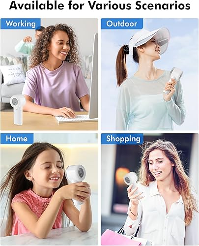 Miniatura 6 de WHATOOK - Miniventilador portátil de mano, enfriamiento de alta velocidad, batería de 10 horas de duración, recargable por USB, pequeño, esenciales