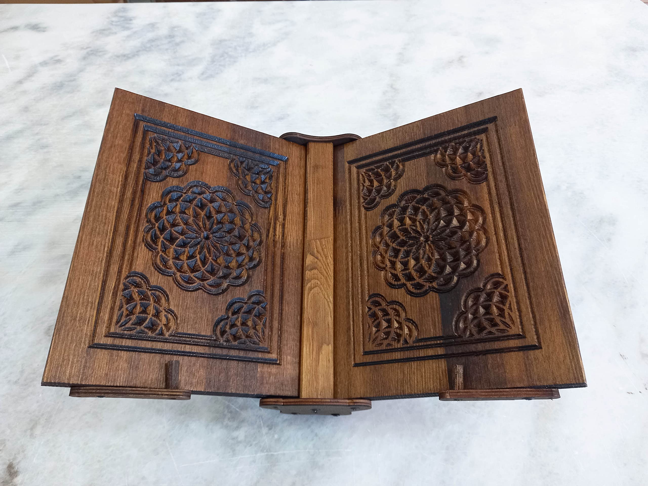 Soporte para libros de oración, regalo de Ramadán, Rihal Rehal, regalo tallado de madera (V Rihal)