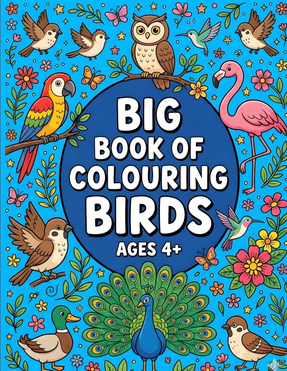 Big Book of Colouring Birds: Super Cute & Fun Coloring Pages for Kids Ages 4-8 | Easy & Relaxing Bird Designs