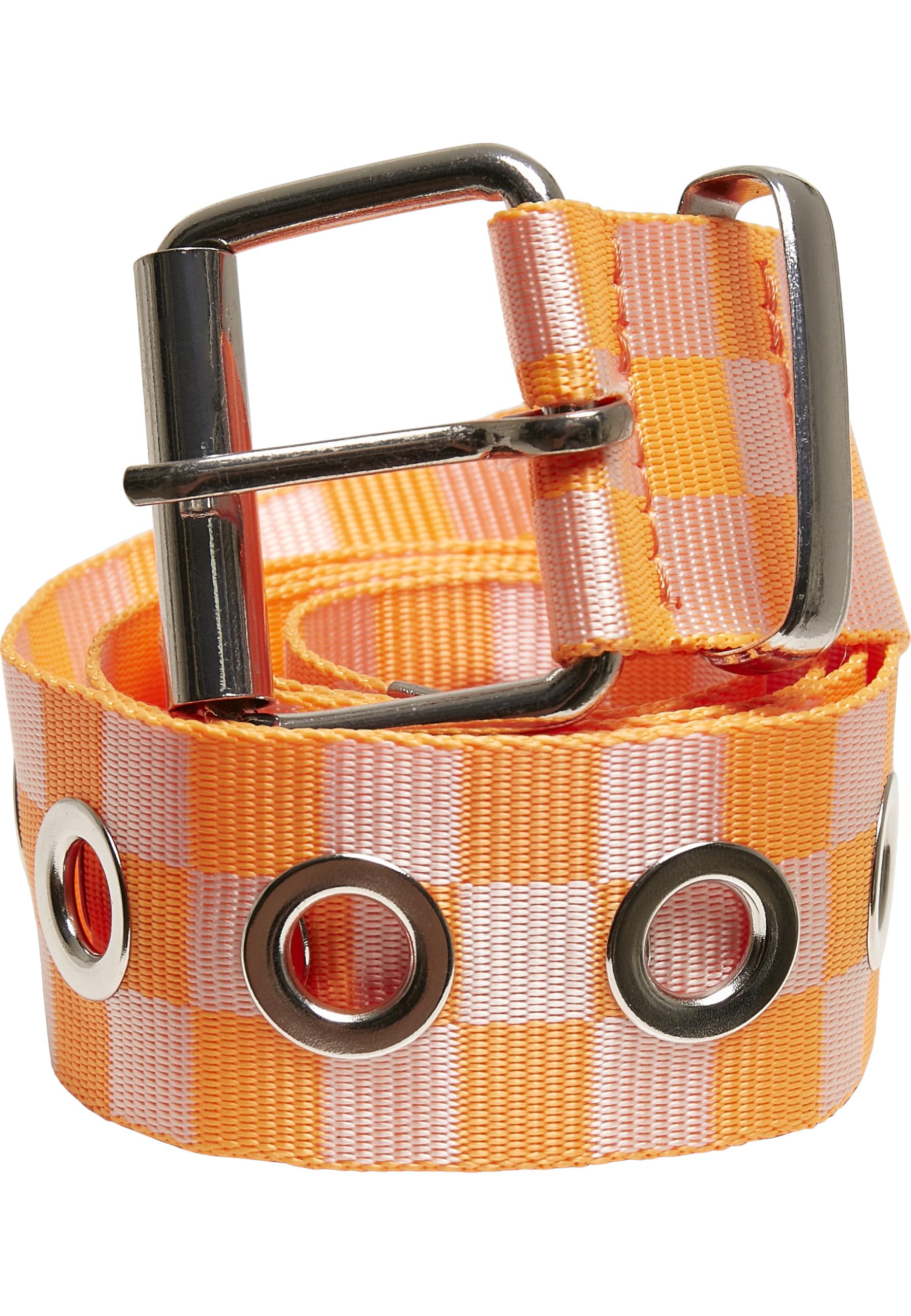 Urban Classics Checker Belt with Eyelets, Neon Orange/White, Small-Medium