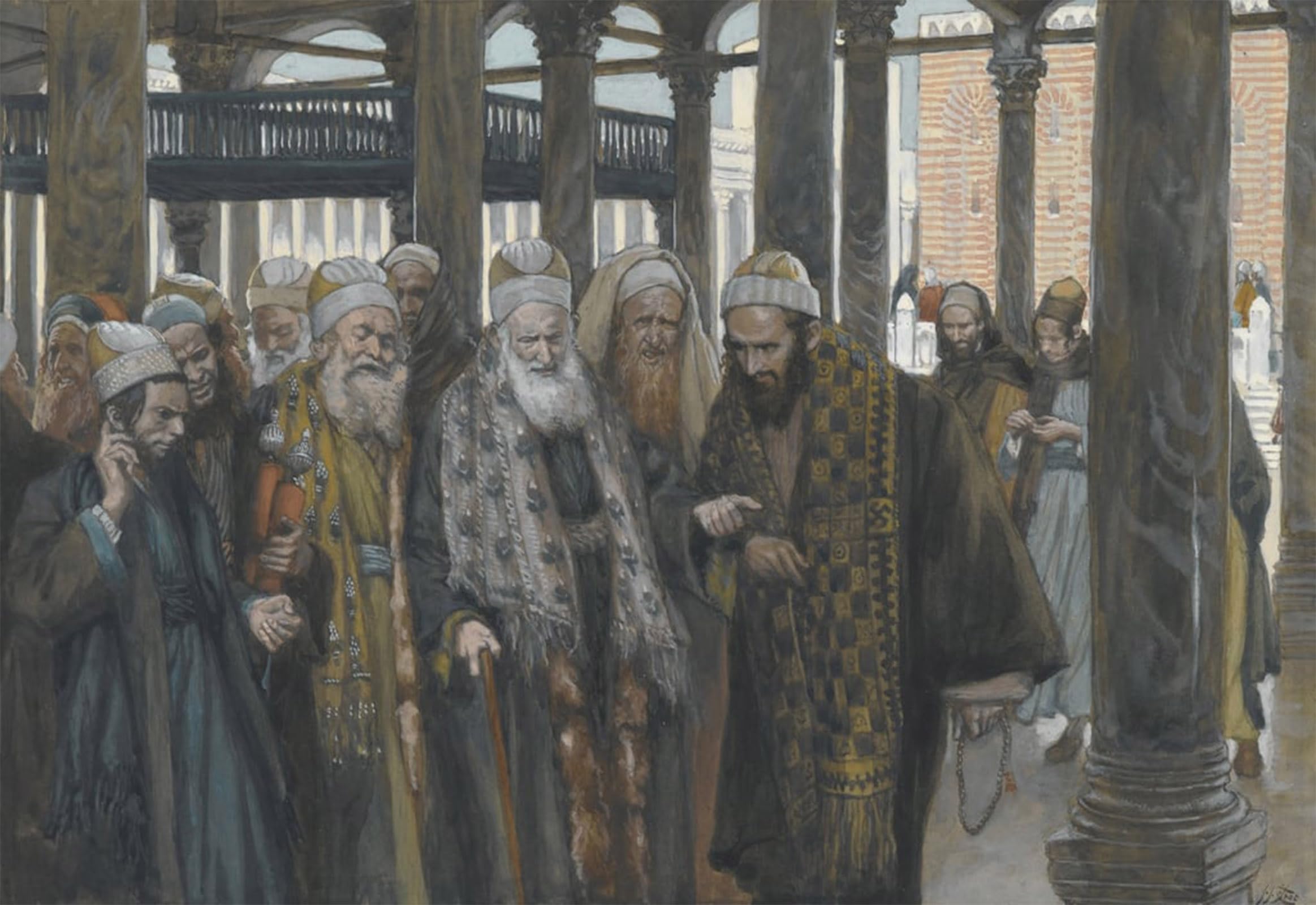 Artxlxxbn No Frame Famous Painting Canvas Artwork Graffiti Print The Chief Priests Take Counsel Together By Jacques Portrait Canvas Image For Home Decor 60X90cm
