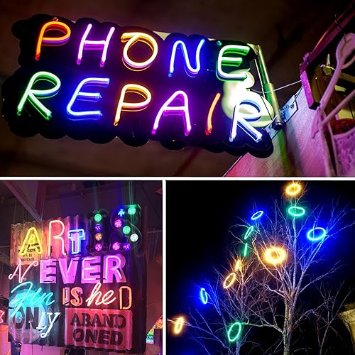 Miniatura 4 de Ourbest 5in1 Electroluminescent Neon Strip Light Wire, EL Wire Lights Battery Pack for Cosplay Halloween Christmas Party Decoration StaySlowFast