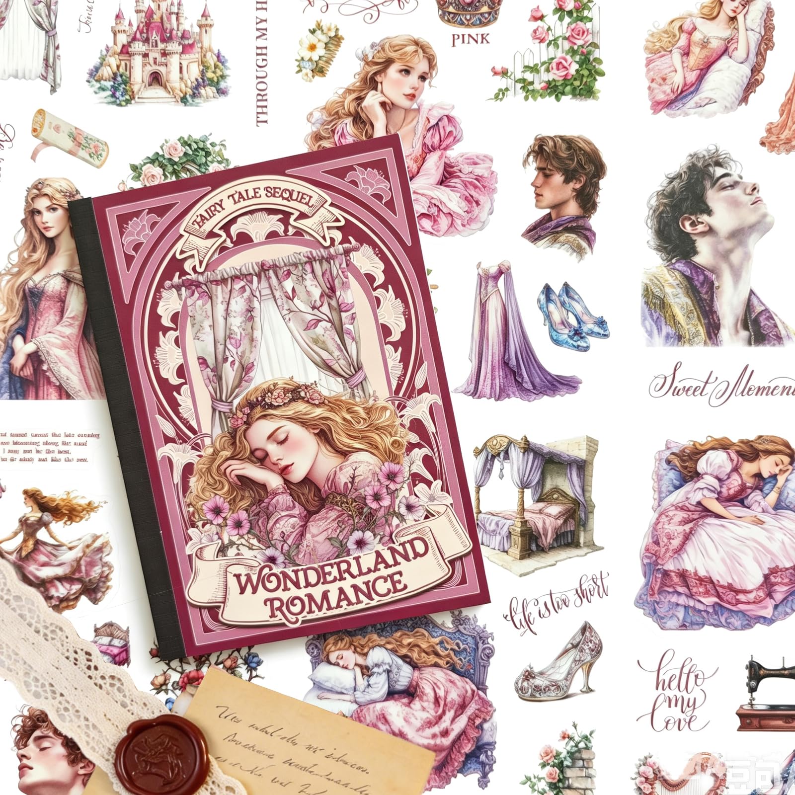 Scrapbook Stickers,18PCS Princess Pre-Cut Journal Stickers for Scrapbooking