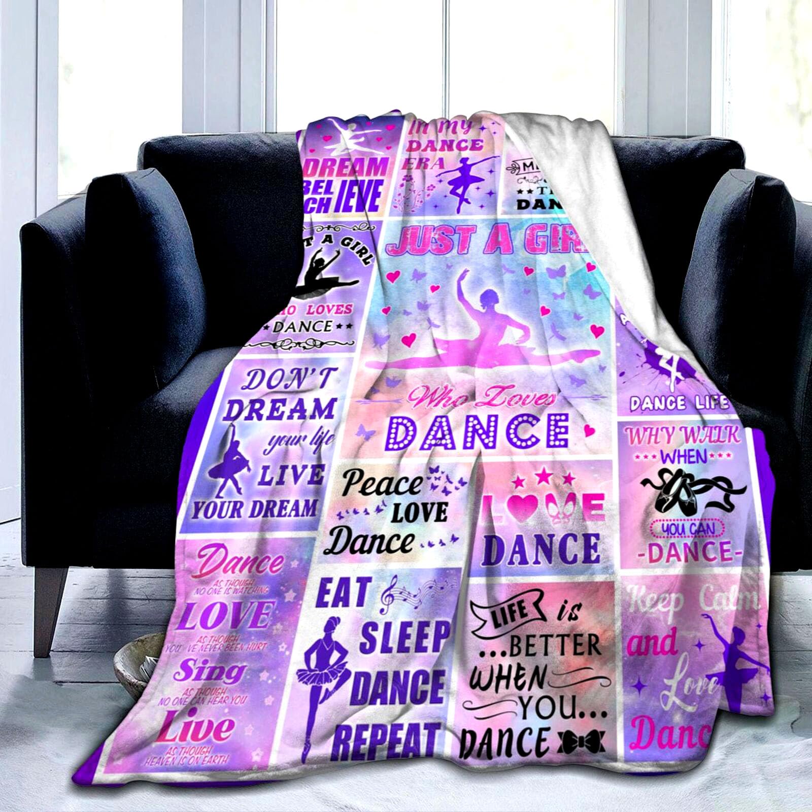 Dance Throw Blanket Plush Fleece Soft Lightweight Flannel Fleece Blankets Decor for Couch Sofa Living Room Bedding 60