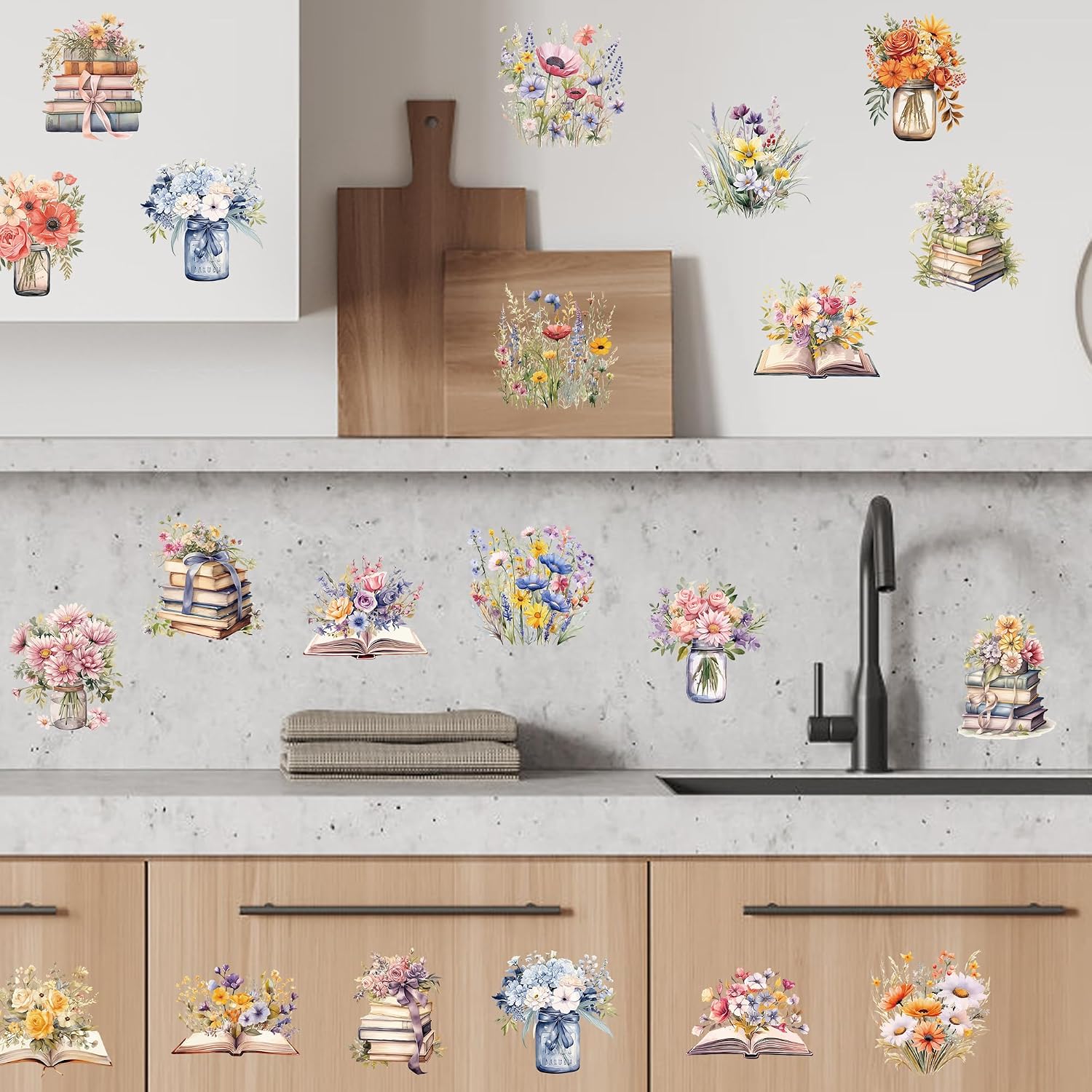 CRASHOT UV DTF Cup Wrap Sticker - 20 PCS Flower UV DTF Transfer for Mug, Glass, Notebook, Vase, Waterproof Rub on Transfer, DIY Gifts for Flower Lover