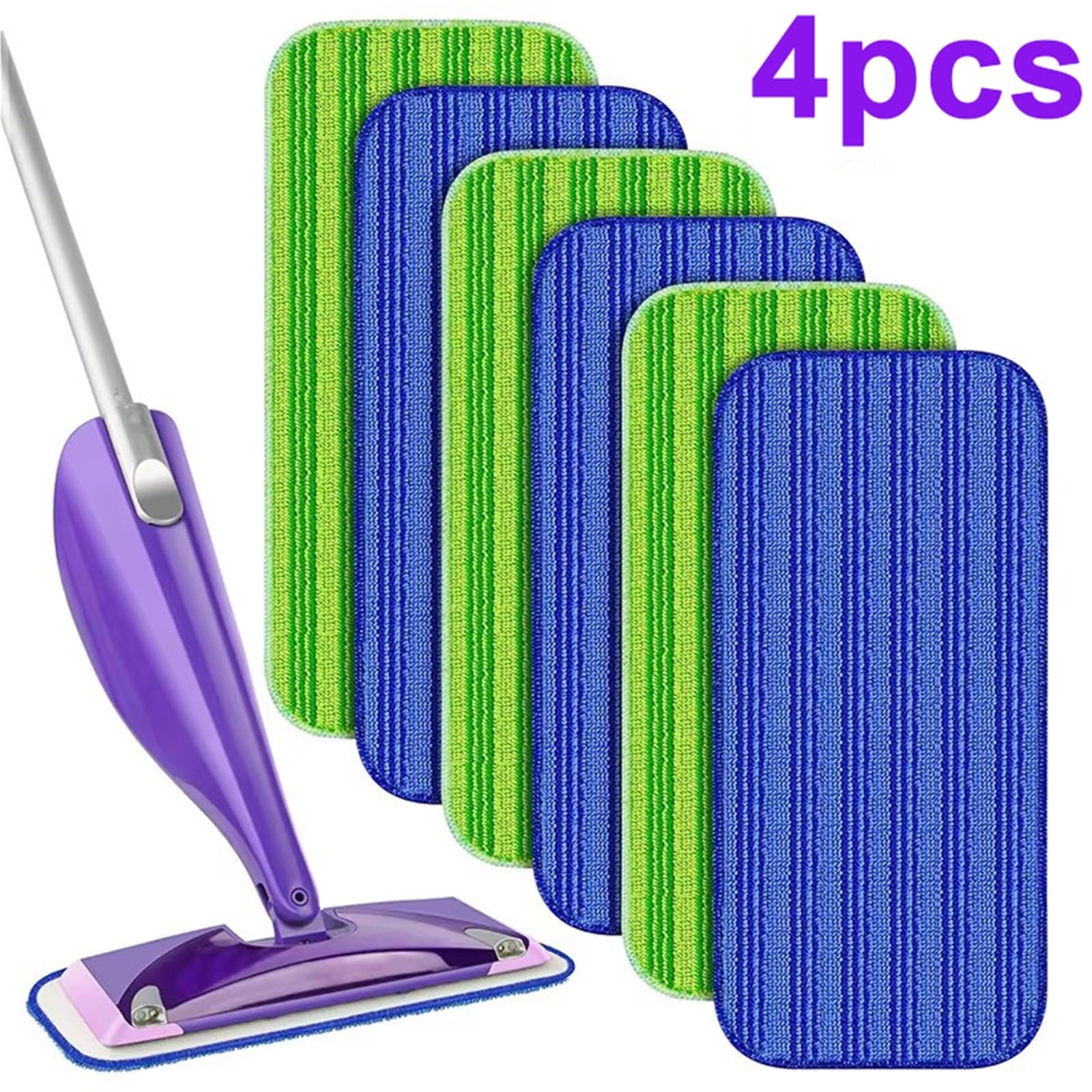 recambios para fregonas Almohadillas de fregona Microfibra Reutilizables for Herramientas Cepillo Limpieza Tela Antipolvo for el hogar(Blue,4PCS)