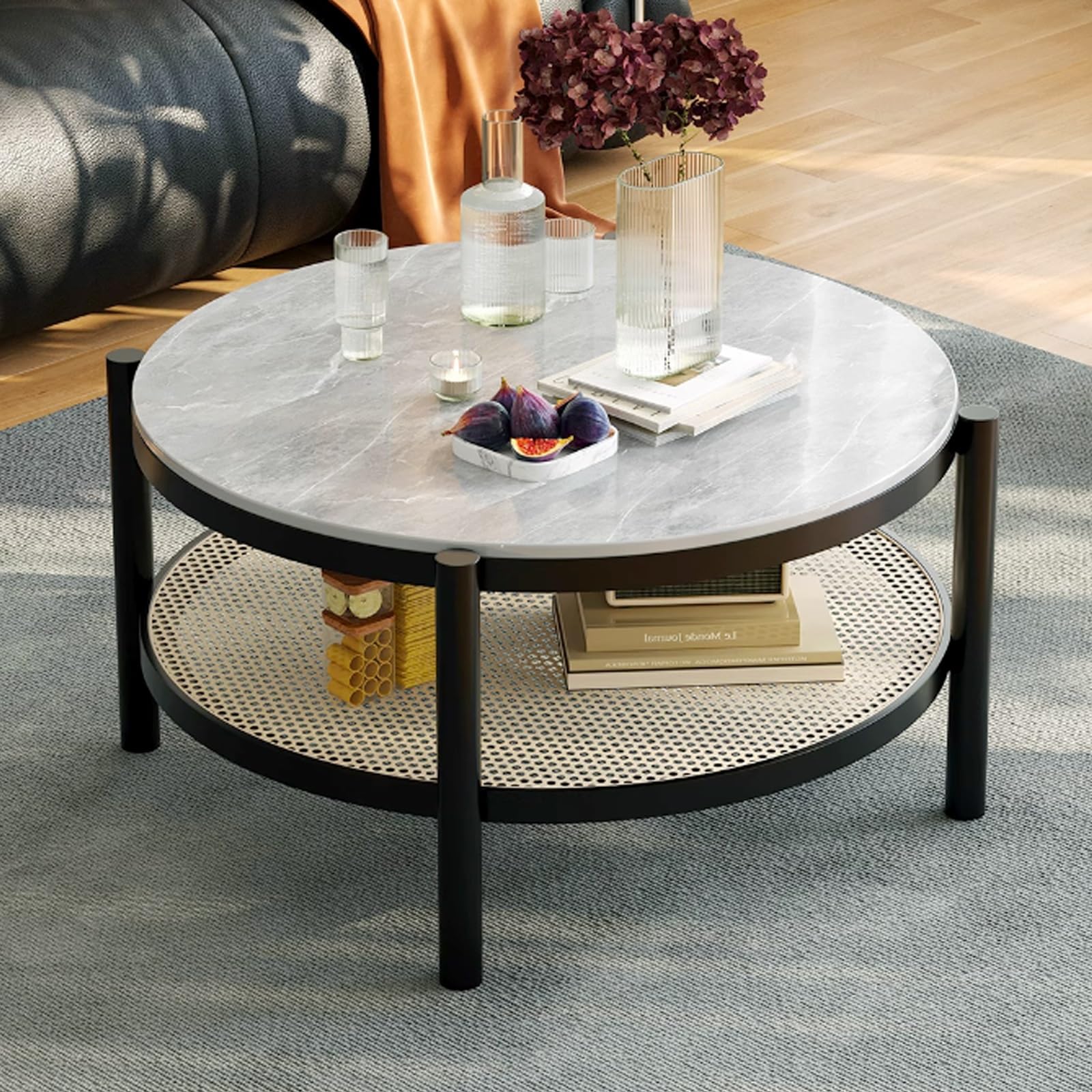 Table Basse Ronde Marron de 80cm Idéale pour vos Salons