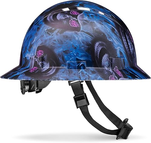 ACERPAL Casco de construcción OSHA de ala completa ventiladodiseño de calavera con acabado mate con suspensión de 6 puntos