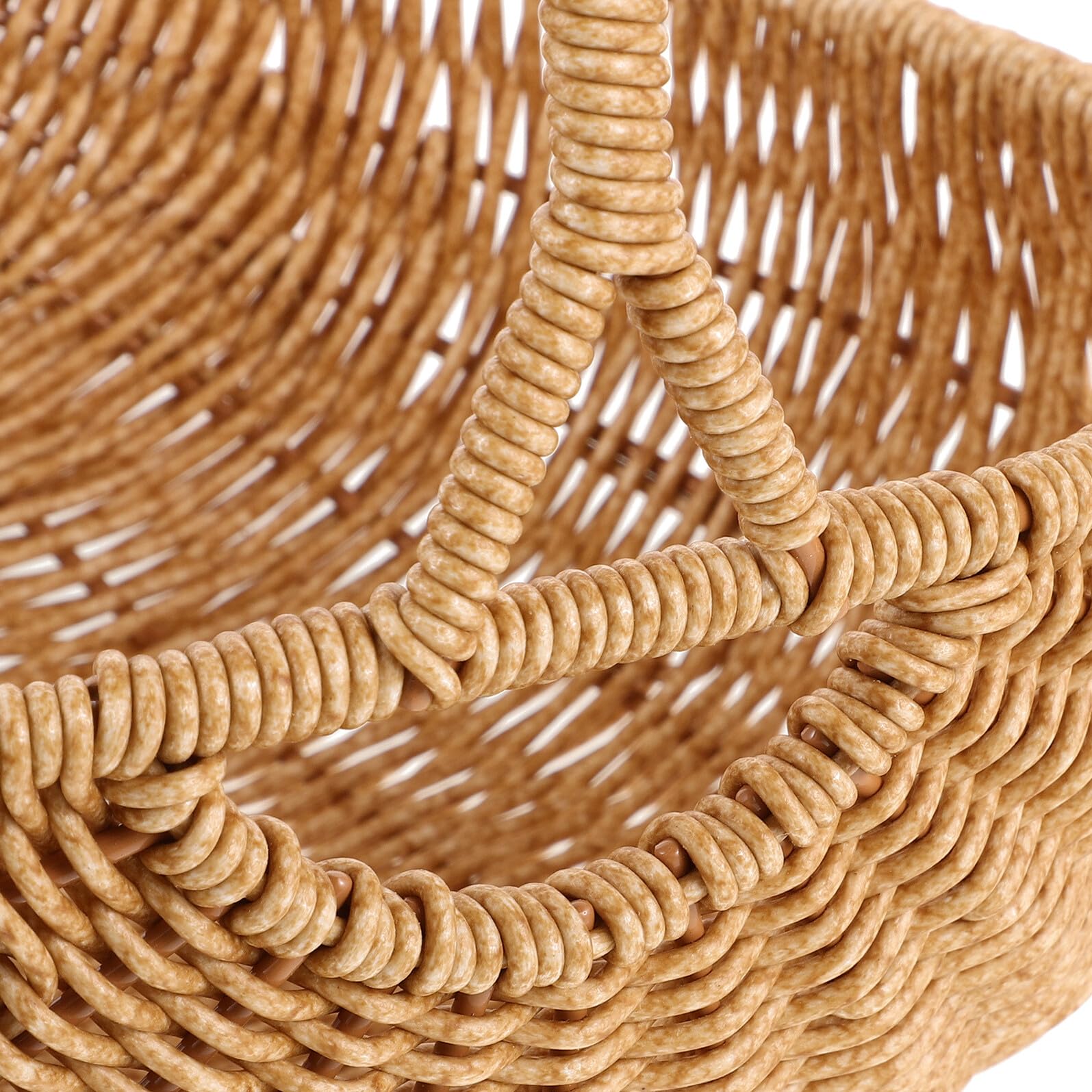 BESPORTBLE Cestino Intrecciato in Imitazione Rattan a Forma di Zucca Grande, Portaoggetti Multiuso da Cucina in Plastica Manico, Contenitore Leggero per Frutta, Verdura e Picnic, Organizer