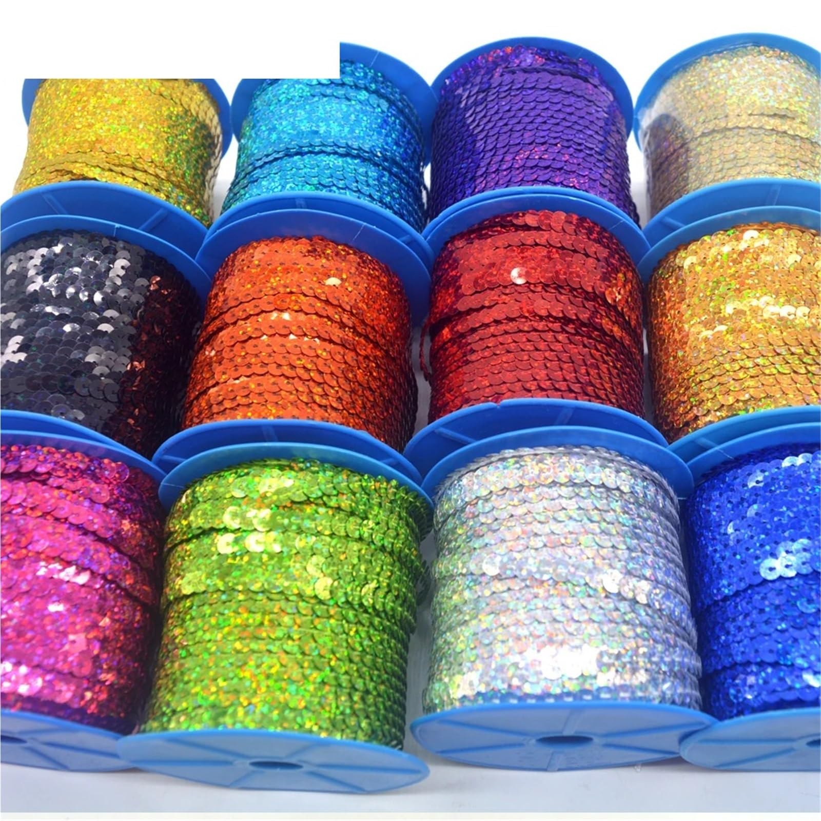 Pailettenband 10 Yards 6 mm PET runde, Flache, vergoldete Pailletten for Basteln, Nähen auf Stoff, Zubehör, Paillettenbesatz, Scrapbooking, DIY(Pink)