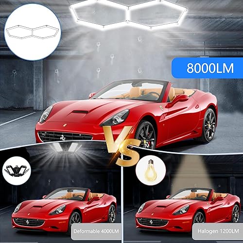 Miniatura 6 de Luces LED hexagonales, paquete de 5 luces de techo hexagonales superbrillantes de 144 W, 17280 lm, para gimnasio, tienda, sótano, automóvil,