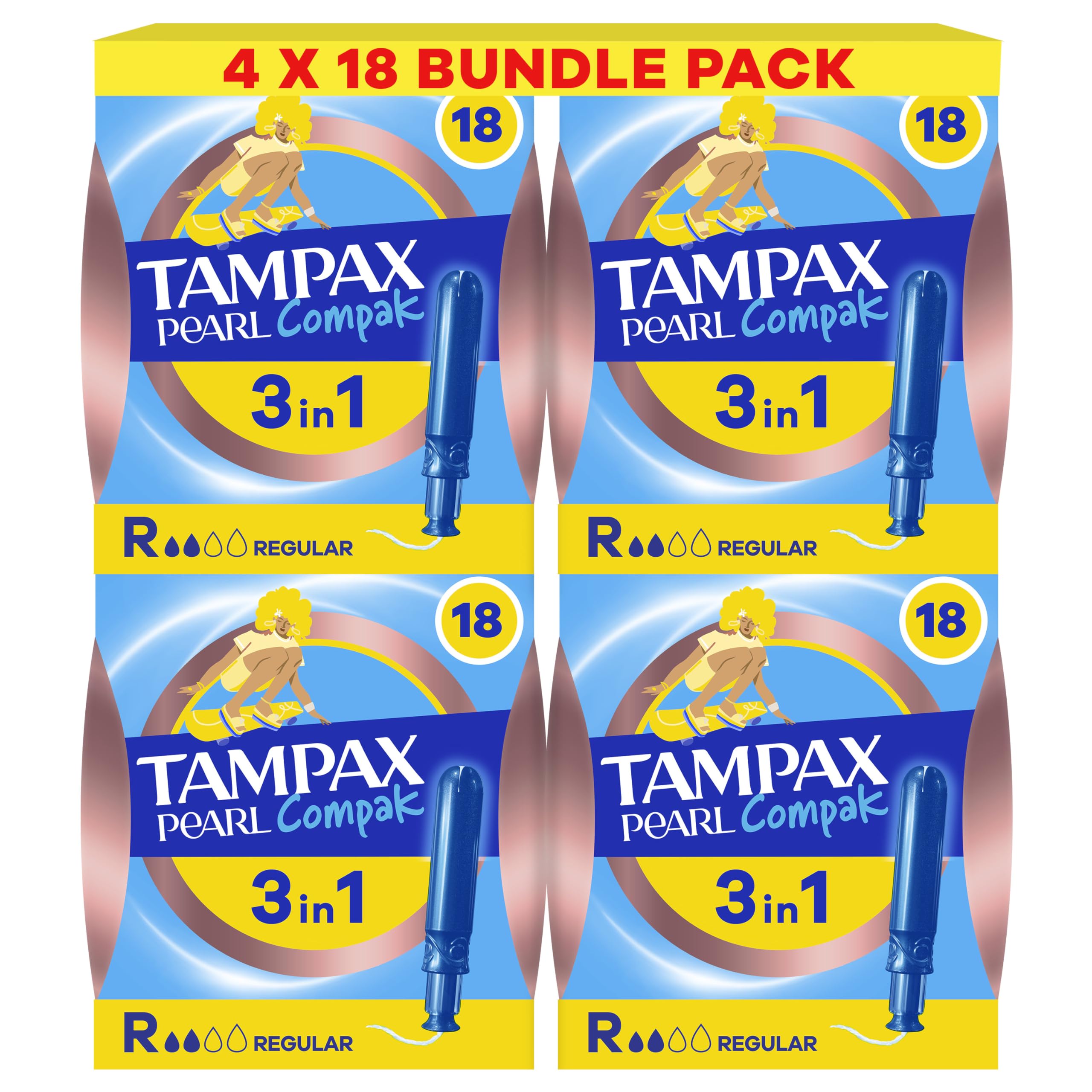 Tampax Compak Pearl Tampons Regular XL 72 Pack