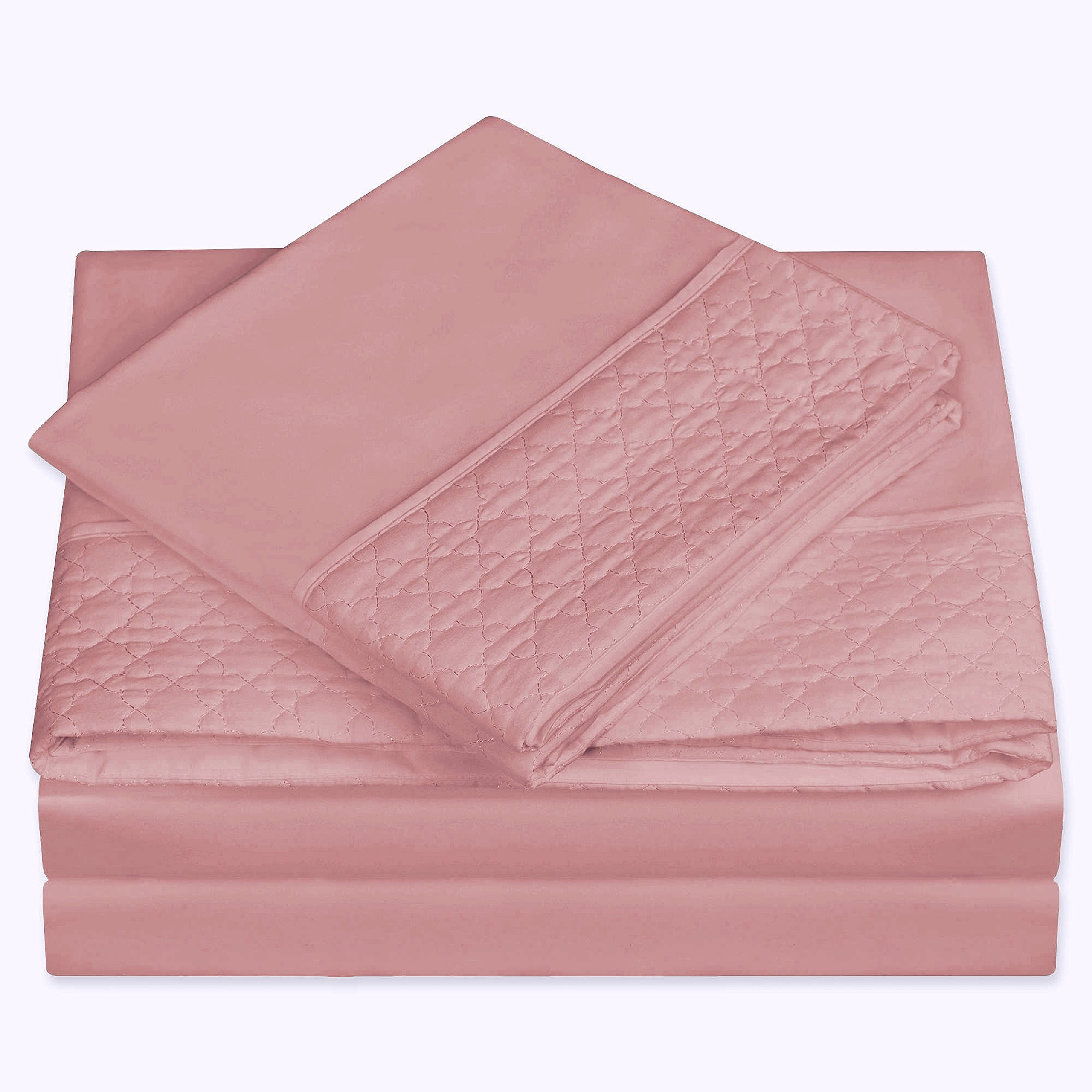 Elegant Comfort Luxury Best Soft Coziest 4-Piece Bed Sheet Set 1500 Premier Hotel Quality Quilted Design on Flat