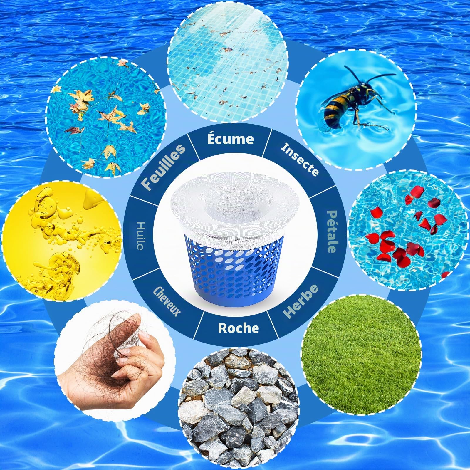 30 Pièce Chaussette Skimmer Piscine,Chaussettes Skimmer Reutilisable pour Panier Skimmer,Maille Ultra Fine,Nylon Élastiqu Pool Skimmer Socks pour Peuvent Emprisonner Pollen, Feuilles,Cheveux.