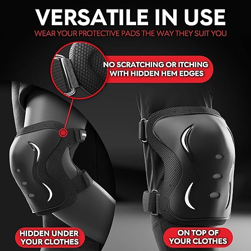 Miniatura 10 de SKATEWIZ Equipo de protección de patinaje para adultos y niños 6 unidades incluye rodilleras, coderas, muñequeras para patinaje sobre ruedas y