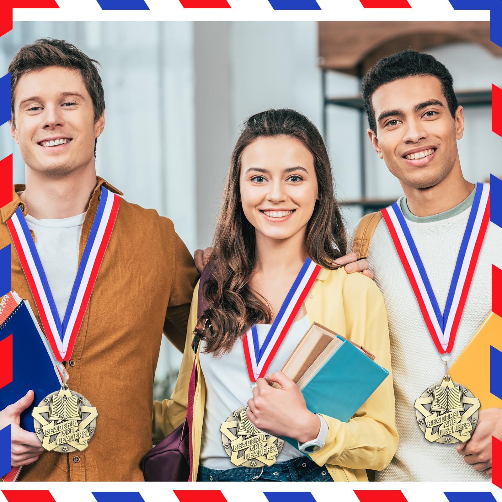 Quelay 60 medallas de metal de 5 cm con cintas para el cuello para competiciones, graduación, escuela, fiesta, adultos, torneos, premio de trofeo, regalo