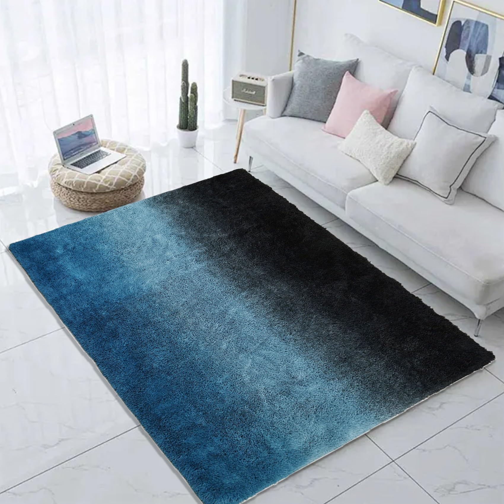 Tapis salon bleu 70x120 pour une ambiance cocooning et chaleureuse
