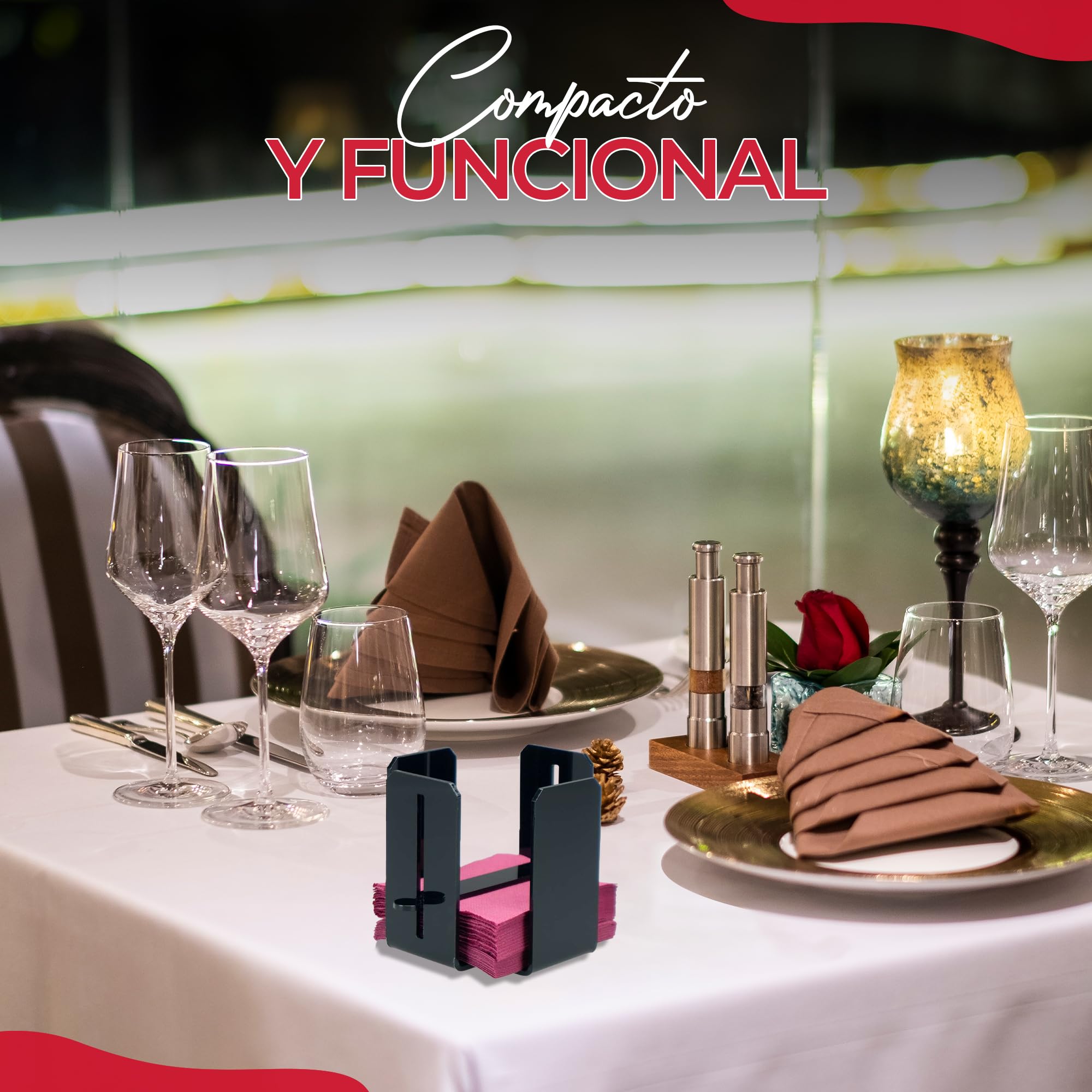 Pack de 5 Servilletero de Mesa de Metacrilato Negro | Porta Servilletas 11,5x11,5 cm | Servilleteros Individuales Ideales para Hostelería y Bar (5, Negro con Tope)