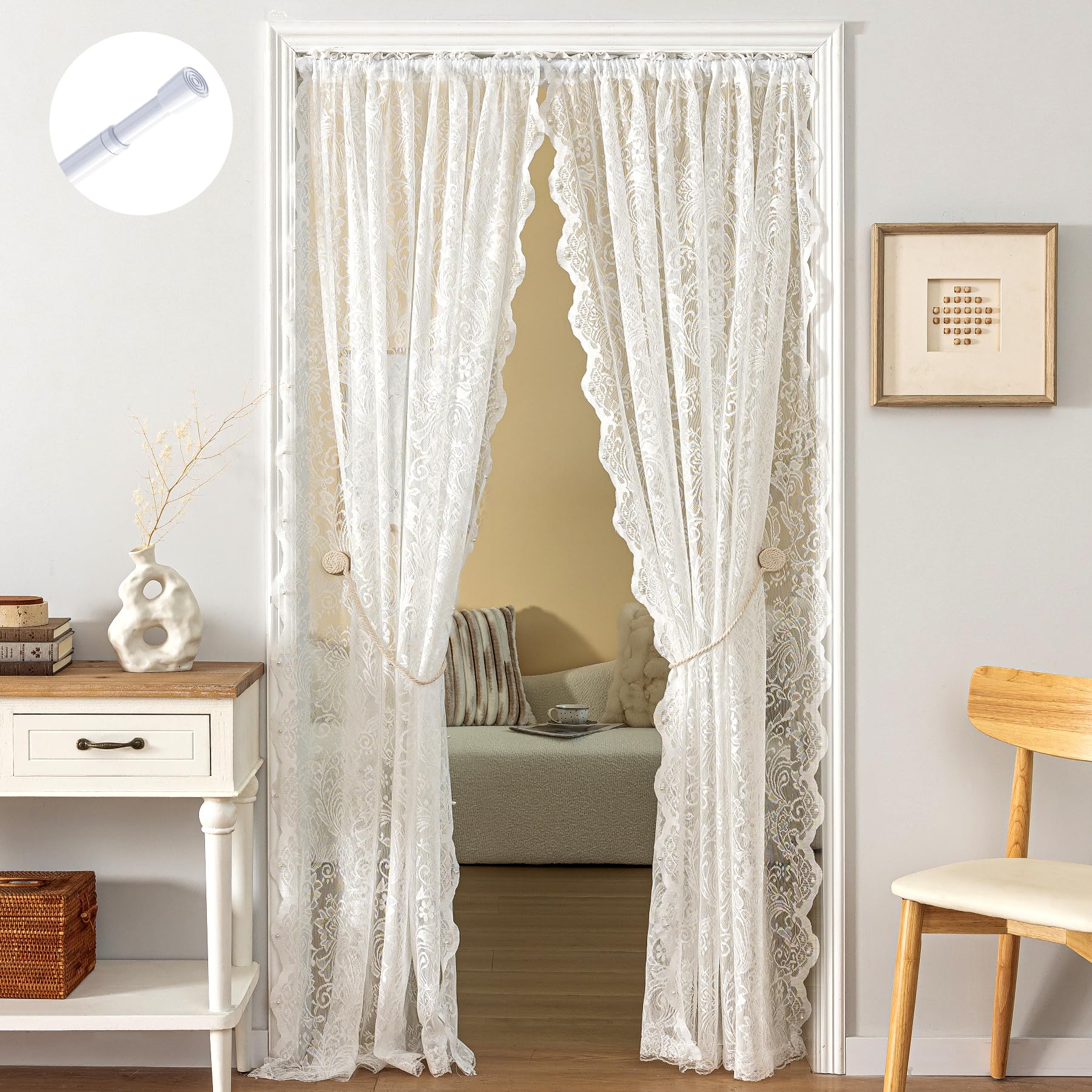 Amazon.com: UNISTAR Lace Sheer Door Curtains with Rod, Luxury