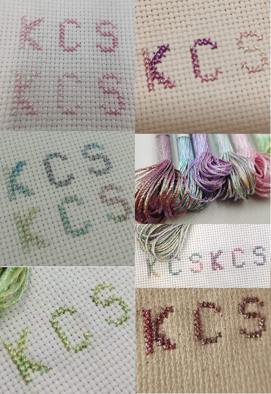 KCS 6-Strand Cross Stitch Metallic Variegated Pearl Shiny Embroidery Floss (6 skeins, Multicolored 2)