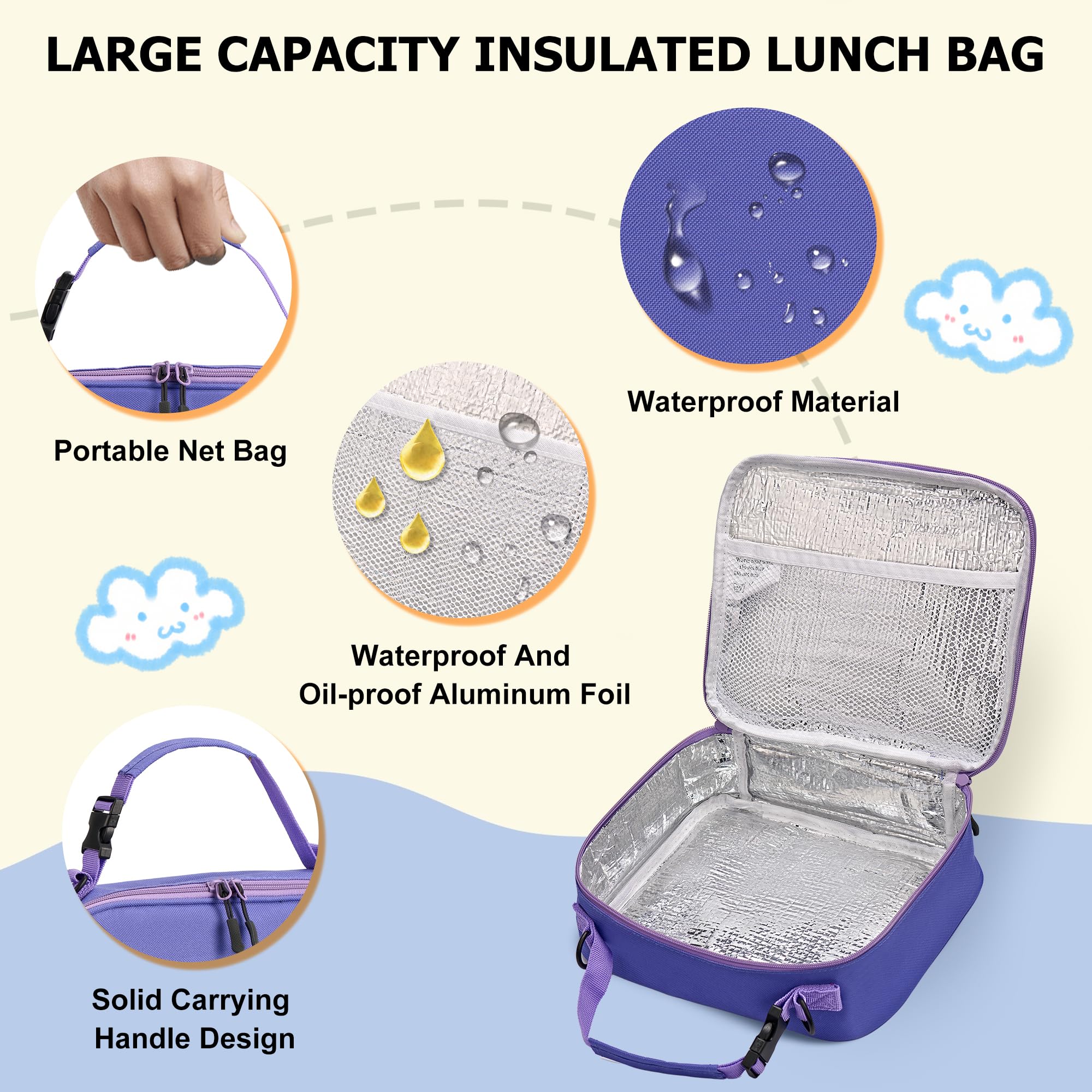Bento-Lunchbox für Kinder mit Thermoskanne, auslaufsichere Bento-Box mit 237 ml isoliertem Lebensmittelglas, isolierte Flasche, Lunch-Tasche, BPA-frei, spülmaschinenfest, Behälter mit 4 Fächern, für