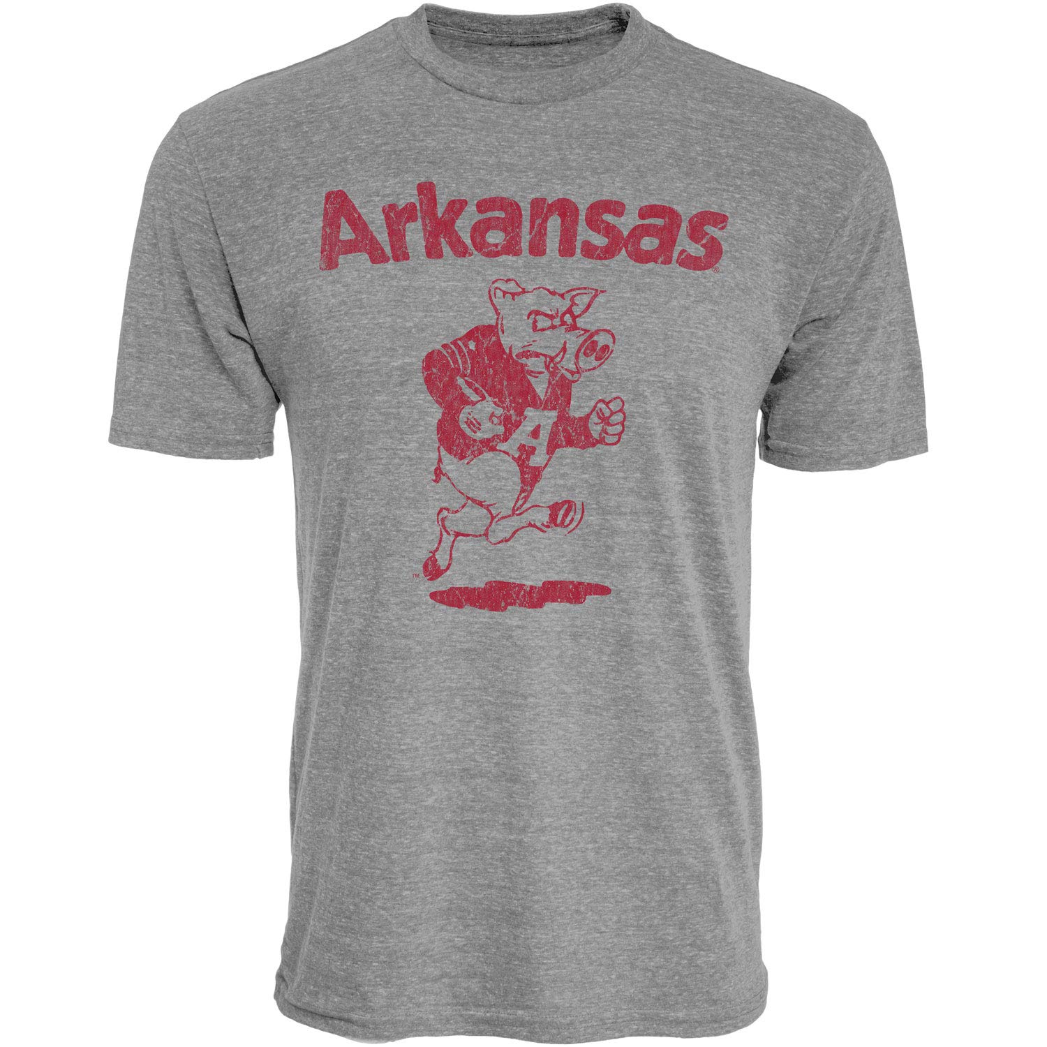 Reserve Collection by Blue 84 NCAA Arkansas Razorbacks Men's Vintage Tri-Blend Vault T Shirt, Arkansas Razorbacks Heather, Large
