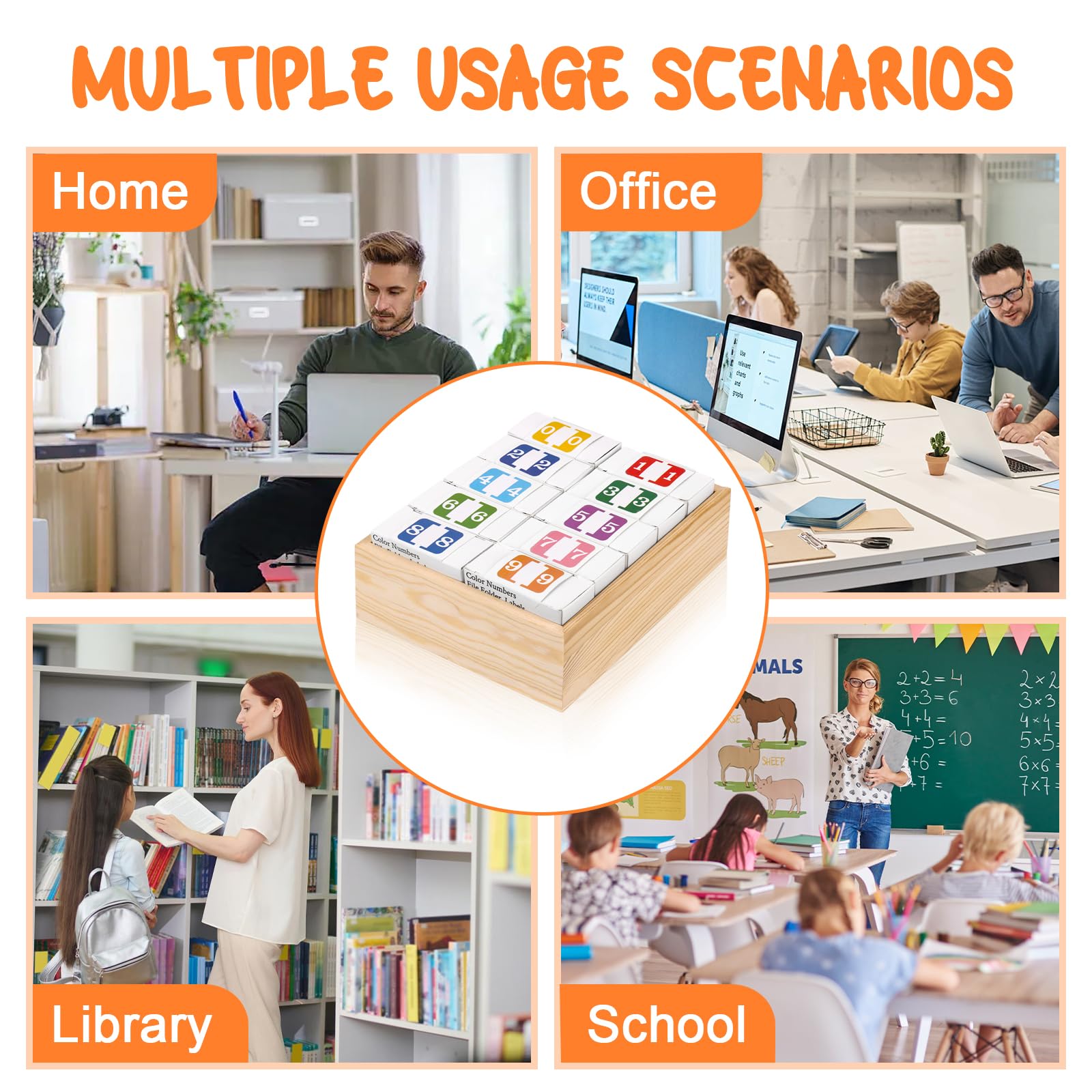10 Rolls Number File Folder Labels Set Color Series Chart Stickers with Wooden Tray Set of Numbers 0-9 File Labels for File Folders Number Label Index Numeric Labels Index Stickers for Office School - Image 6