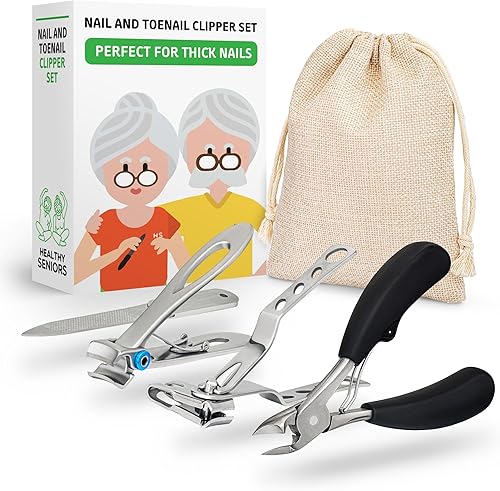 Healthy Seniors Cortaúñas completas para uñas y dedos de los pies gruesos cortaúñas gruesas de mango largo cortaúñas profesionales perfecto para