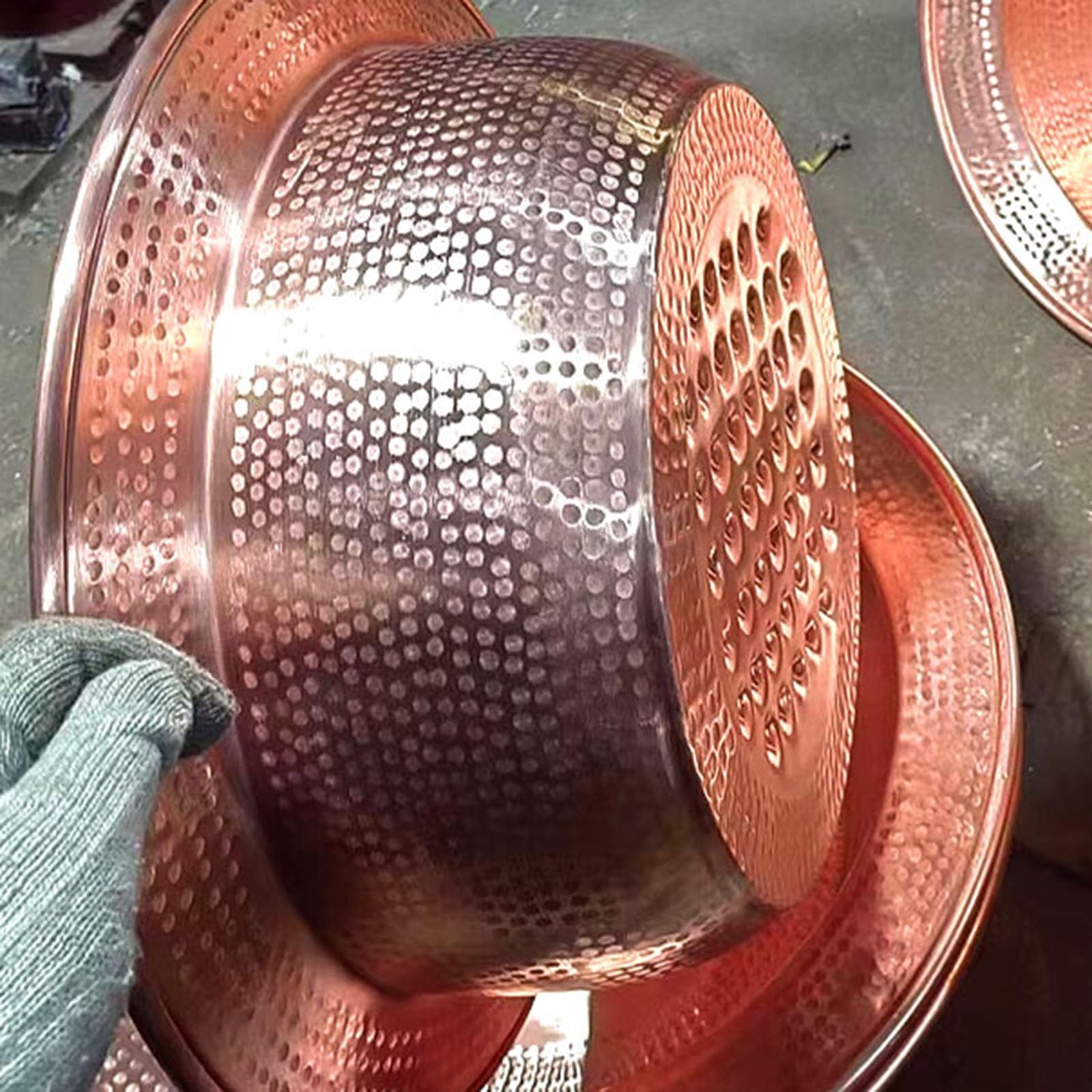 Vaschetta per Pediluvio in Rame, 40 Cm, Portatile, con Rilievi Massaggianti, Ideale per La Spa Domestica, Il Campeggio, Il Lavaggio del Viso E Il Pediluvio, Versatile per Flat Bottom