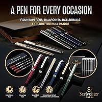 Vista 6 de Pluma de bola de acero inoxidable Scriveiner - Impresionante pluma de lujo de metal con acabado cromado plateado, repuesto de tinta Schmidt