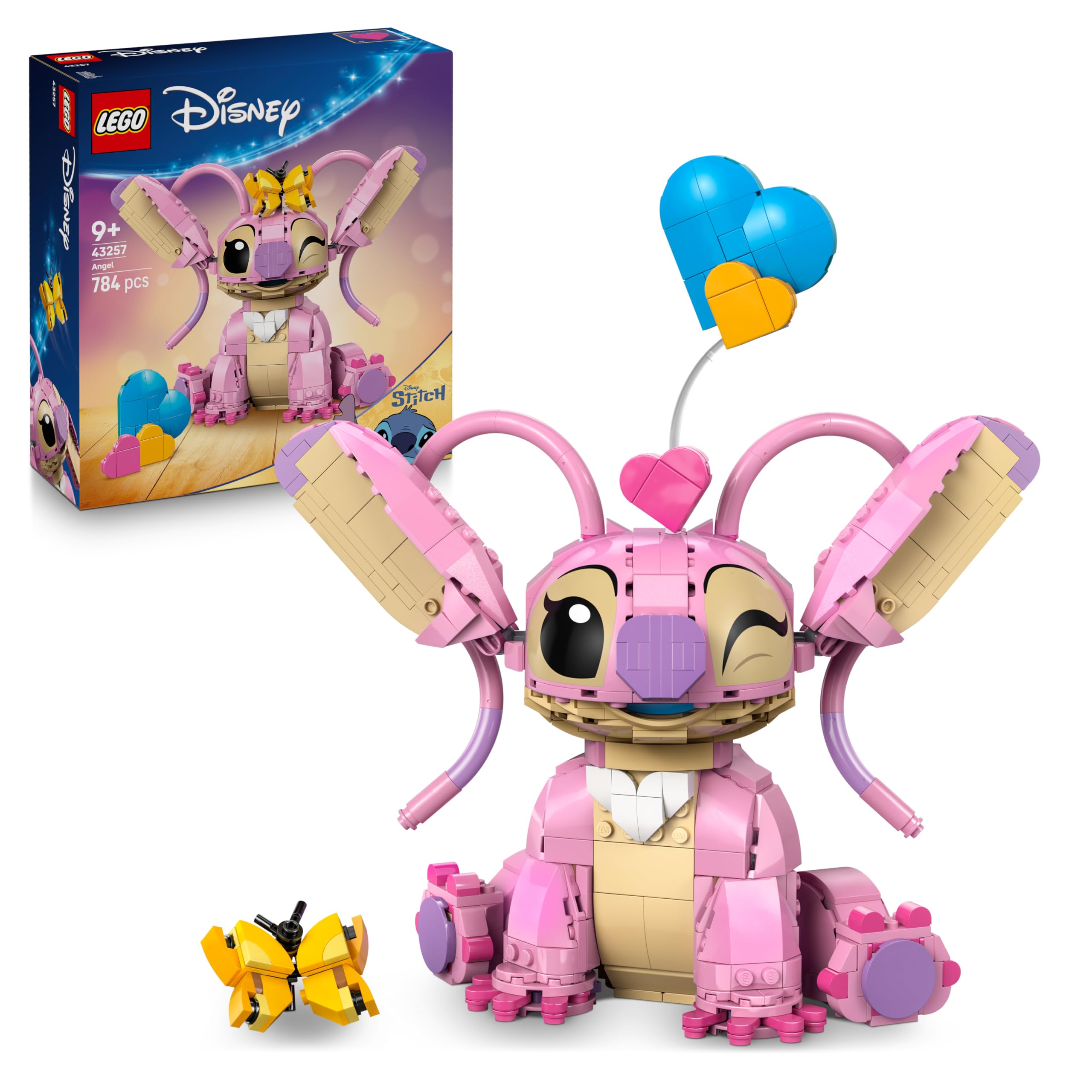 LEGO | Disney Angel - Lilo & Stitch Spielzeug - Figur zum Bauen und Ausstellen mit 3 Herzballons & einem Schmetterling - Geschenk für Mädchen, Jungen und Erwachsene Fans ab 9 Jahren - 43257