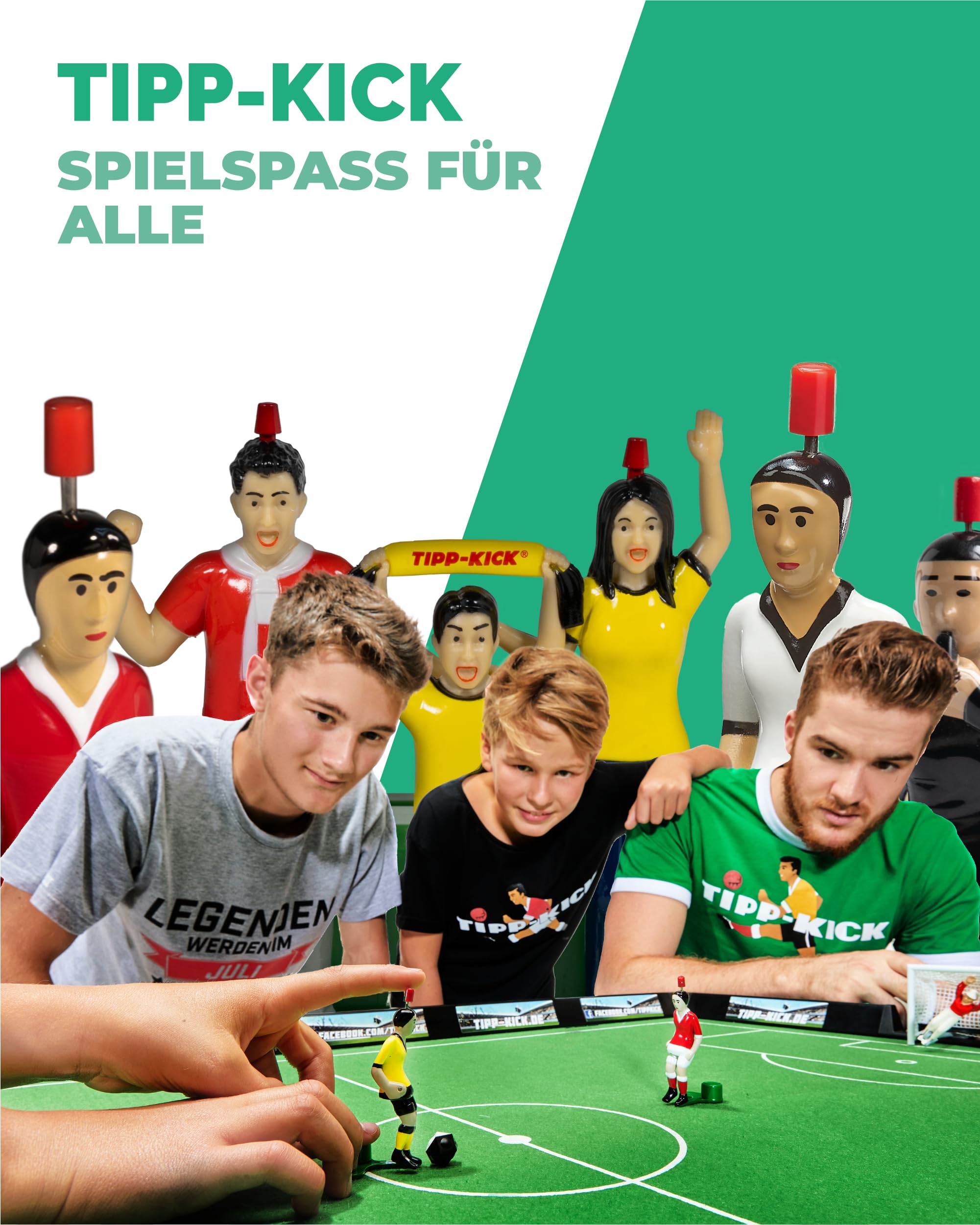 TIPP-KICK Spiel DFB Classic Tischfußball-Set 100 Jahre - Fußball-Spiel mit Spielern, Torwarten, Plastik-Toren, Bällen, Spielfeld aus Filz & Karton-Banden, Geschenkidee für Fans