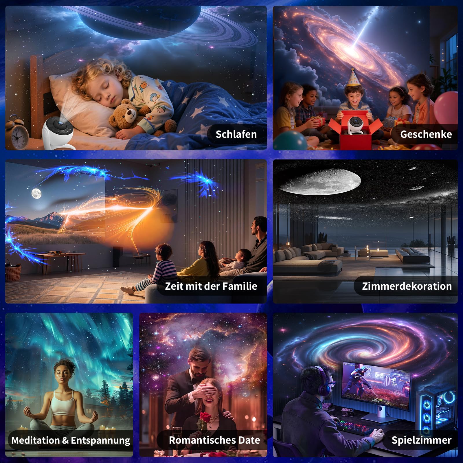 FlyLily Sternenhimmel Projektor Galaxy Projektor Sternenhimmel Schwarz&Weiß | Sternenhimmel mit Timer, Nachtlicht Drehbar, Nordlicht Lampe für Kinder Erwachsene Geschenk, 13 in 1 Zimmerplanetarium
