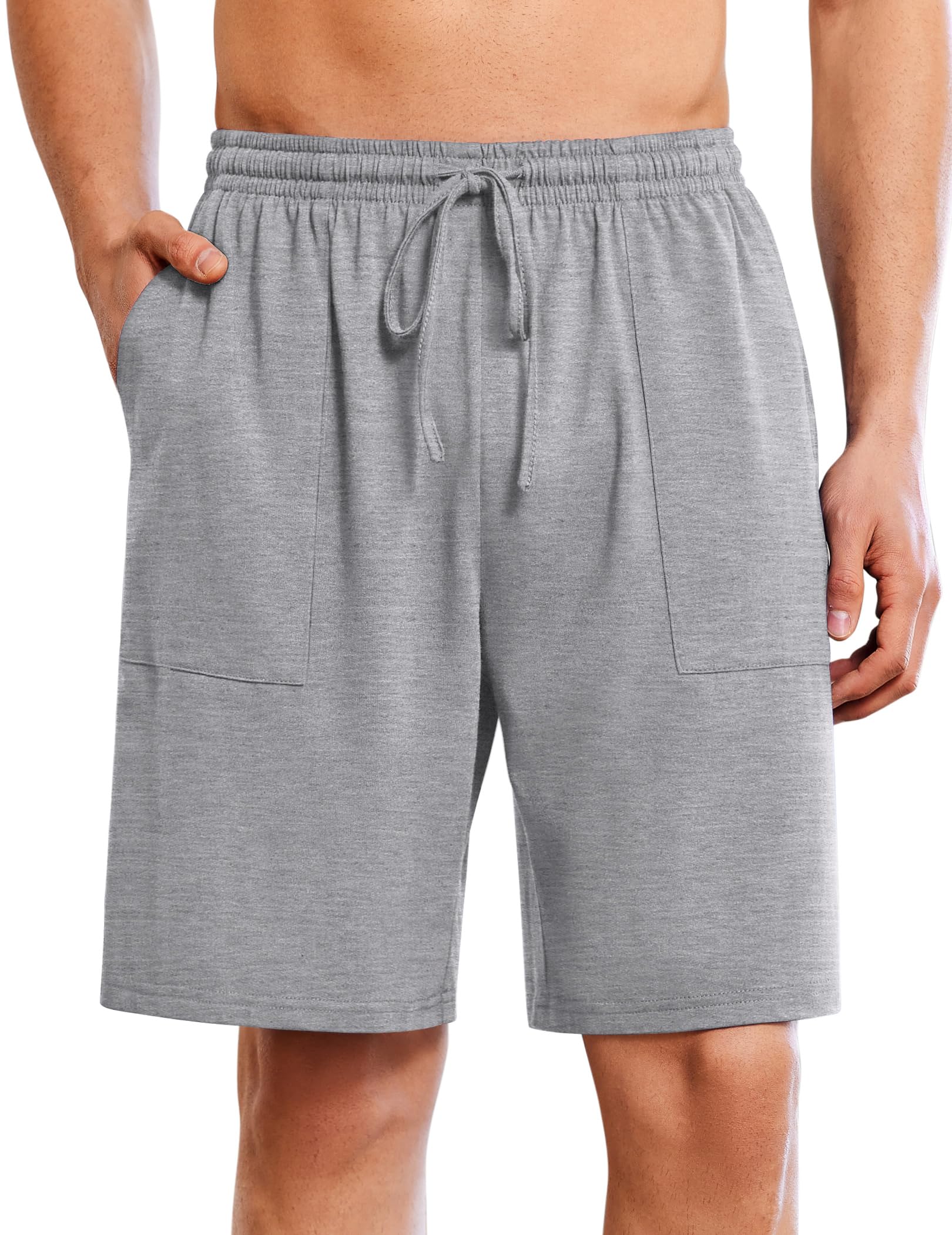 Ekouaer Men's Pajama Shorts Cotton Lounge Sleep Shorts Elastic Waist Sleepwear Pants with Pockets