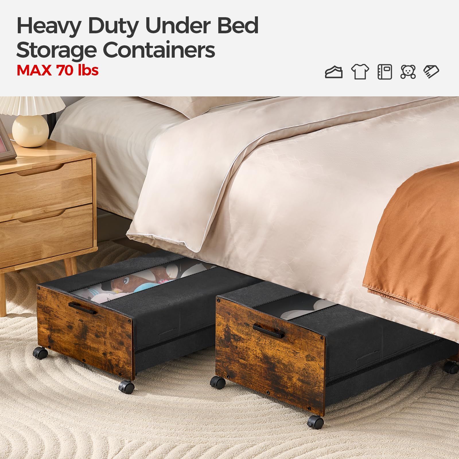 Almacenamiento Debajo De La Cama Con Ruedas Y Tapas, Contene | Meses Sin  Interés, image size:1600x1600