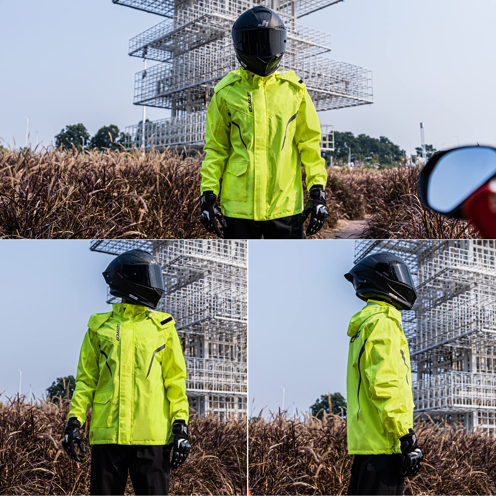 Scoyco Combinaison de pluie pour moto Veste et pantalon réfléchissants Pour homme et femme Pour tous les sports la ferme la pêche la moto