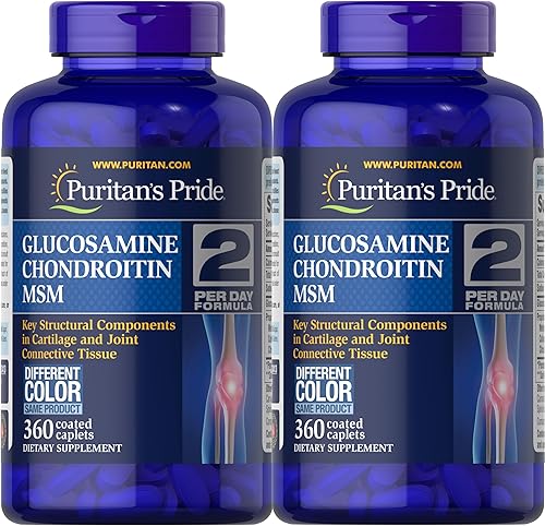 Puritan's Pride Glucosamina de triple fuerza, calmante de condroitina y msm, 360 unidades (paquete de 2), total 720 unidades