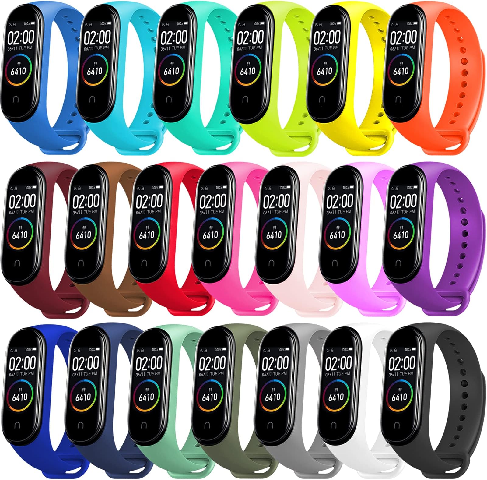 BANGTING 20 Pieces Strap Replacement Compatible with Xiaomi Mi Band 4 / Xiaomi Mi Band 3, Bands for Xiaomi Mi Band 4 Bracelet Wristbands Accessories Silicone for Mi Fit 3 Straps (20 Colors)