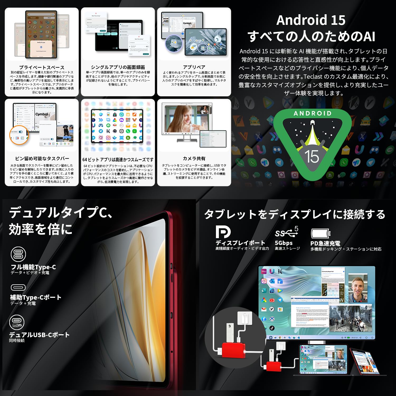 791 Android 15 タブレット 12インチ TECLAST AI 791 Android 15 タブレット 12インチ TECLAST AI タブレット