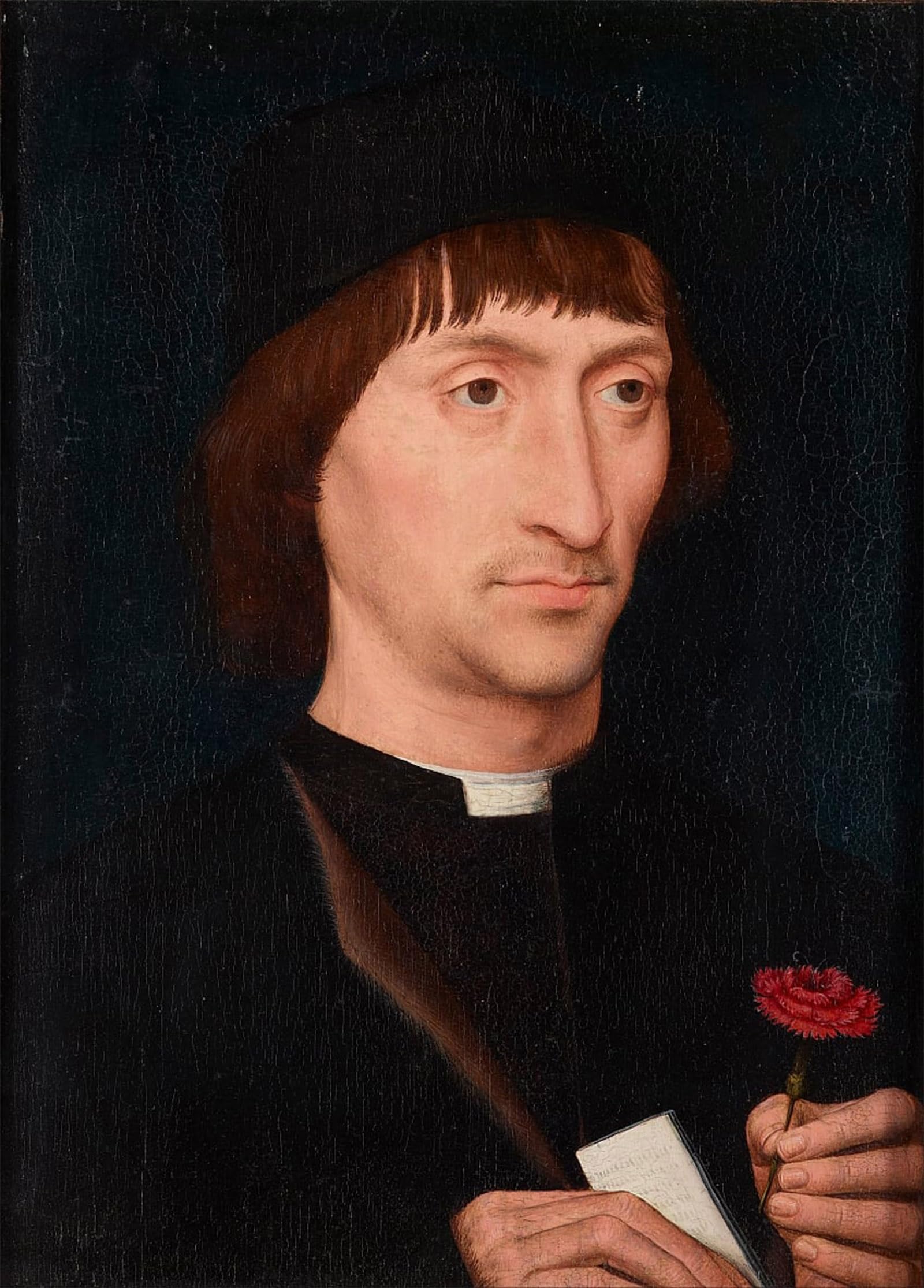 POSTERIIk Famous Animal Posters Vintage Picture Portrait of a Man with a Pink by Hans Memling Modern Wall Decor for Home Decor 60x90cm