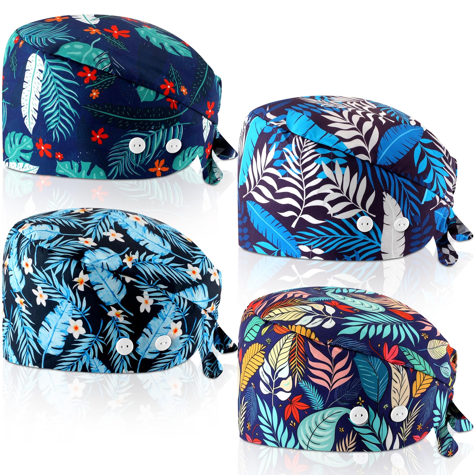 Unittype 4 Pcs Nurse Scrub Caps Women