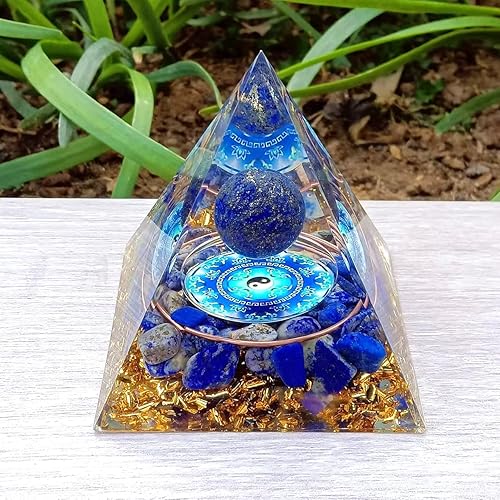 Miniatura 8 de ycyingcheng Moonstone Crystal Orgone Pyramid Ogan Crystal Energy Tower, joyería de piedra triturada de chakras de Reiki, pirámide de cristal para