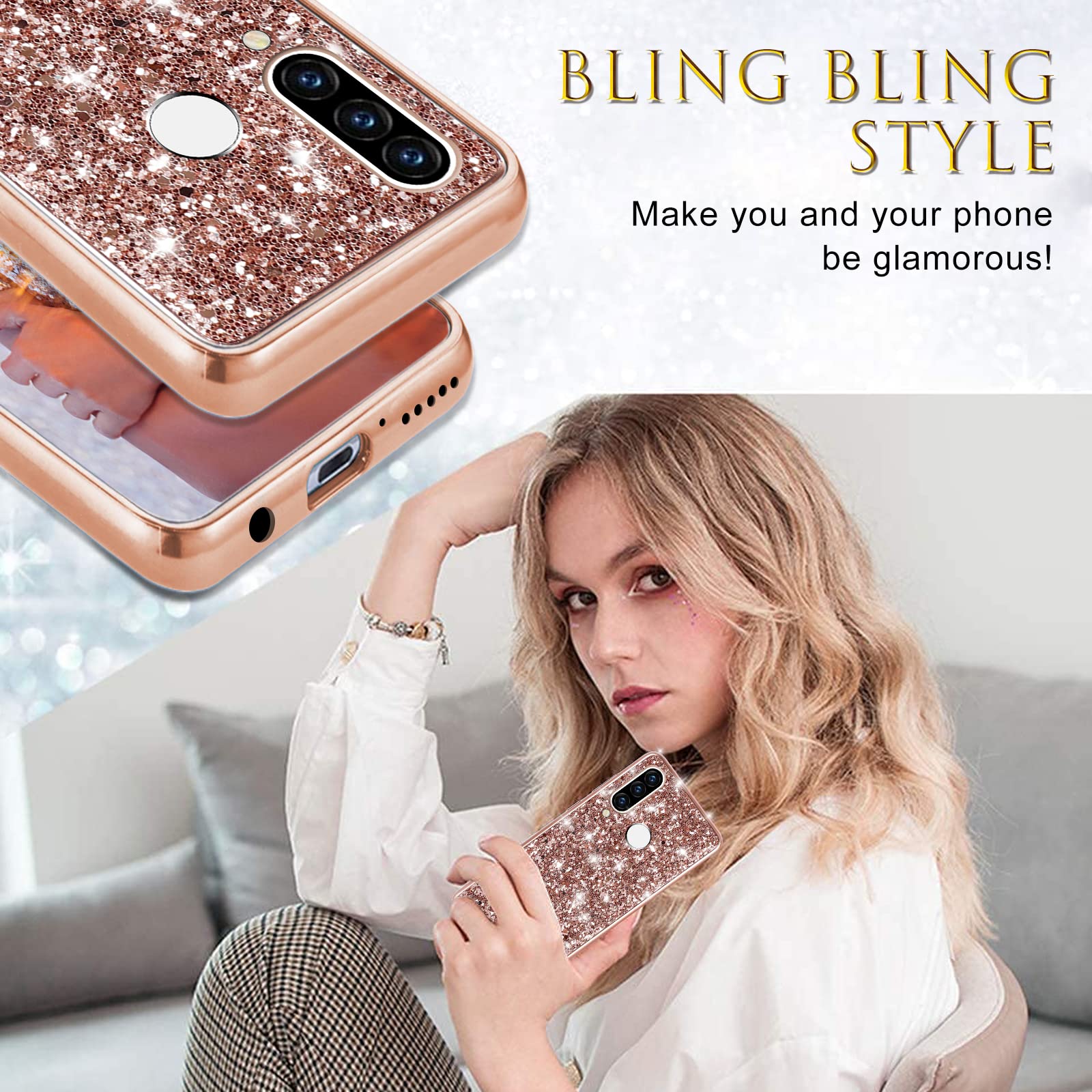 LEMAXELERS Custodia Portafoglio Per Huawei P30 Lite, Con Strass, Chiusura Magnetica, 3 Slot Carte, Gatto E Cane, Protezione Antiurto, Flip Cover Rosa Gatto