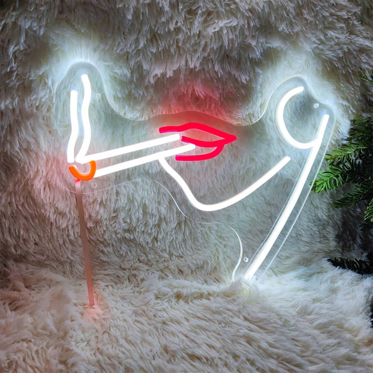 Lady Neon Sign for Wall Decor,Lips Neon Sign Decoration, Smiley face Neon Sign LED Lights for Bedroom,Bar,Party,Birthday,Cute Flying Saucer for Birthday,Christmas,SIGNVIA,Size:40 * 30cm