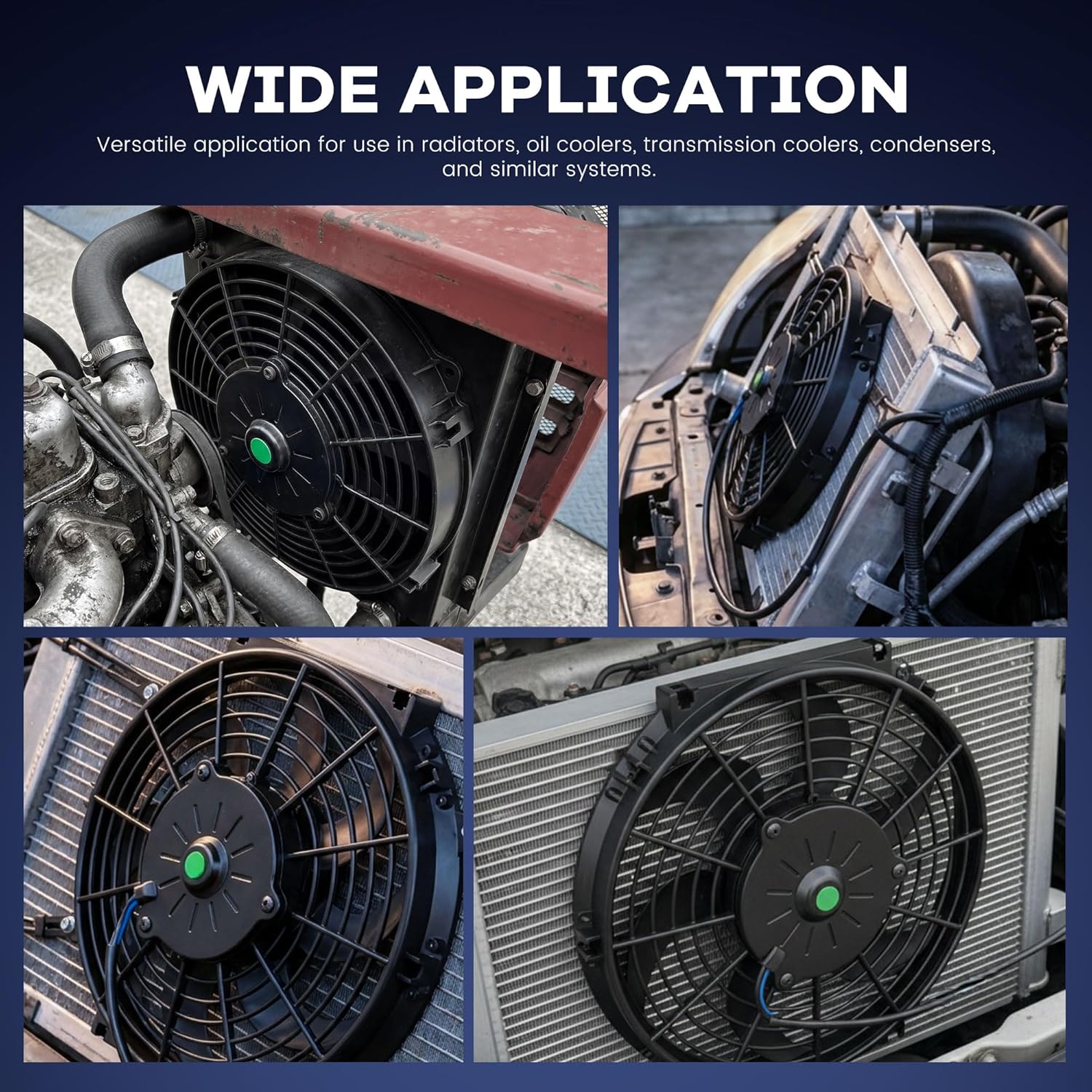 10 inch Slim Fan Push Pull Electric Radiator Cooling Fan 12V 80W with with Fan Mounting Kit Black
