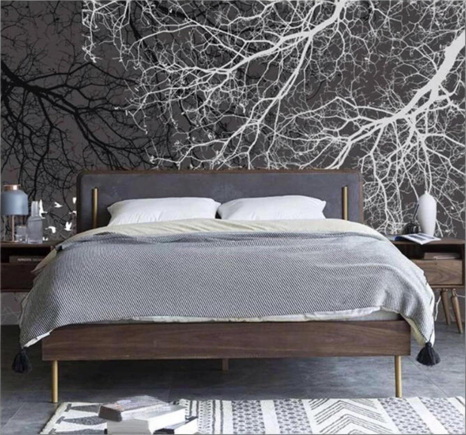 XLMING Minimalist Black and White Branches Birds in Flight Landscape 3D Wallpaper Luxury Home Dining Decor Paste Sofa Living Room The Wall for Bedroom Mural-400cm×280cm